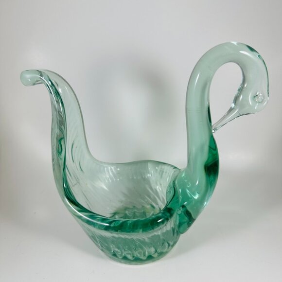 Beautiful Vintage handblown green glass swan in Murano style - Picture 3 of 8